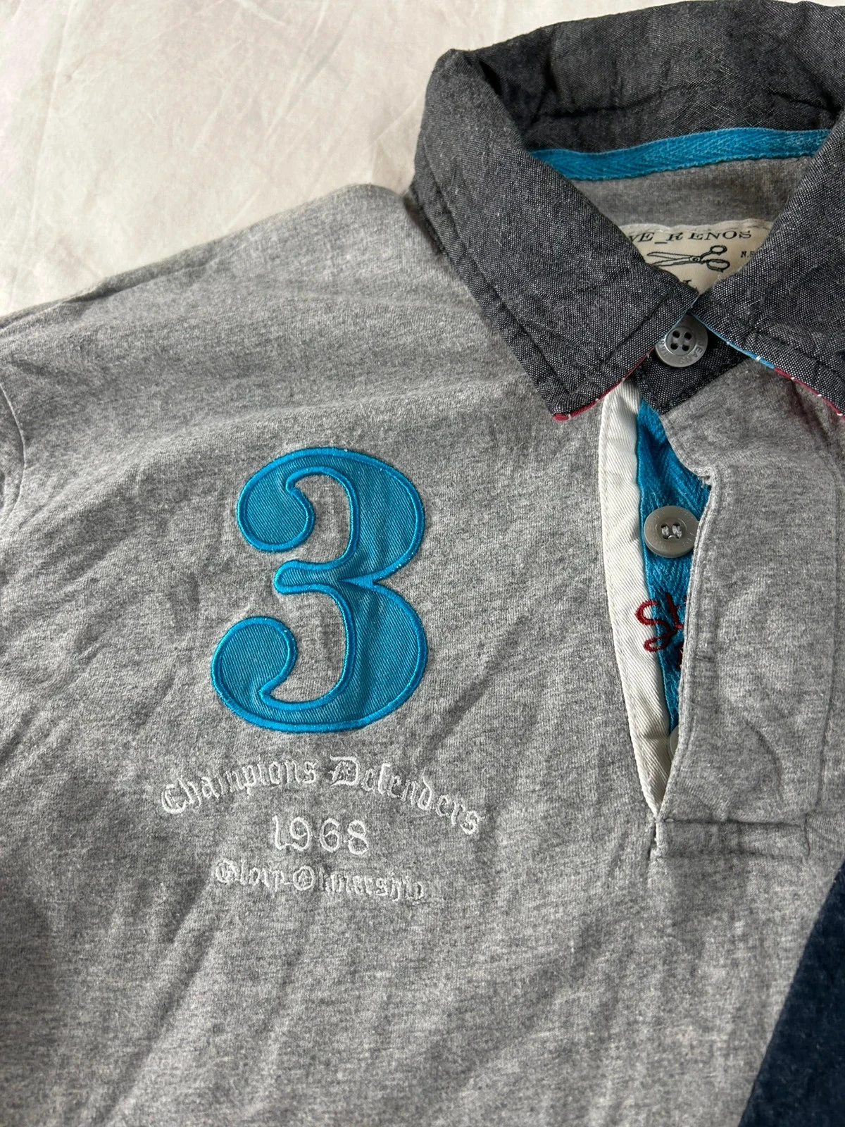 Vintage grey long sleeve polo We renos champions defenders 1968 size L – photo 5